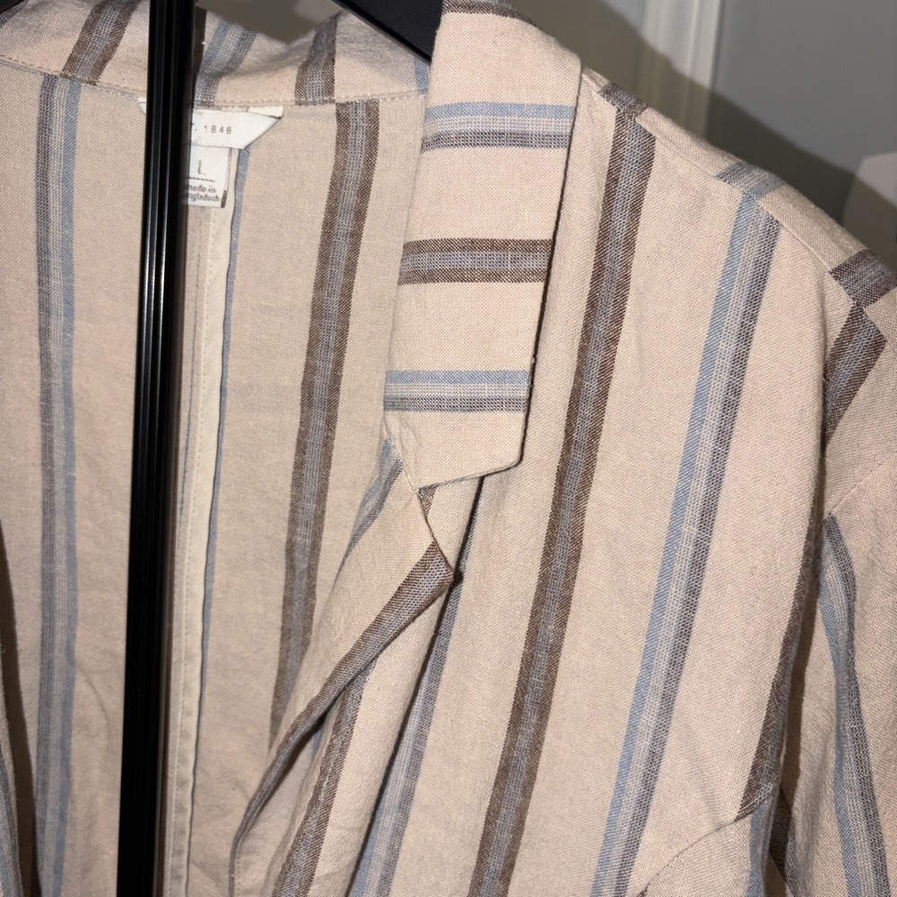 Est 1946 Cato Womens L Linen Blend Striped Loose Lightweight Blazer Coastal EUC - Picture 4 of 9